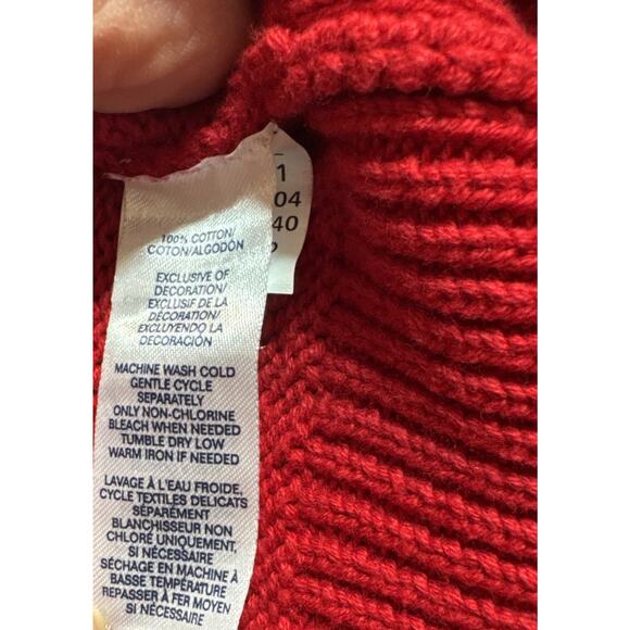 Chaps Men Sz XL Red Sweater Quarter Button Mock Neck Cable Knit Sweater Dad - Picture 14 of 15